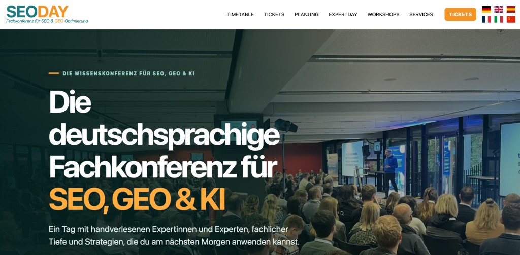 Website-Screenshot Projekt SEODAY